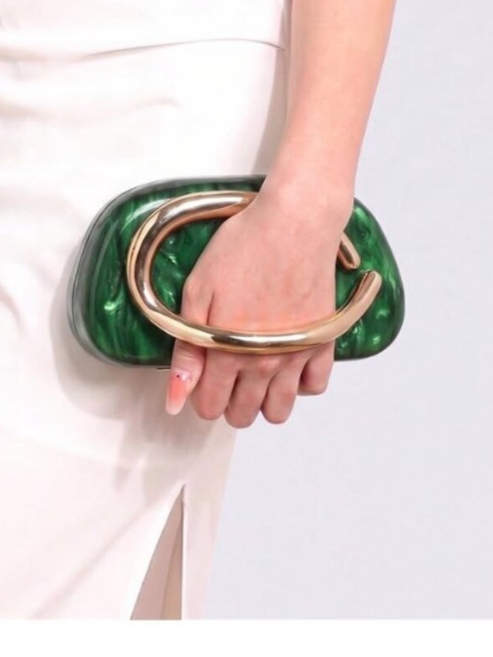Elegant Green Marbling Acrylic Clutch Purse, Evening Wedding Handbags